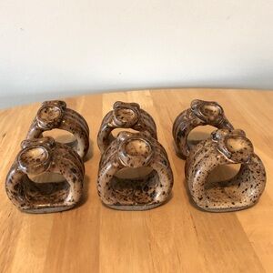 Vintage 6 Handmade Handcrafted Pottery Stoneware Napkin Holder Rings